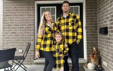 Family matching yellow plaid flannel shacket collection