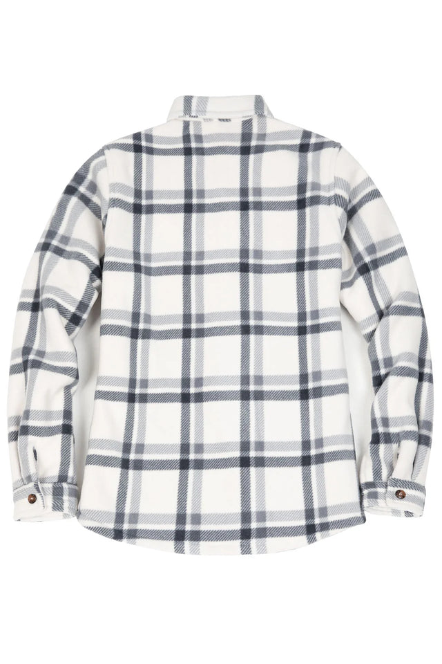 Women's Sherpa Lined Throughout Shirt Jacket Button Up Plaid Jacket