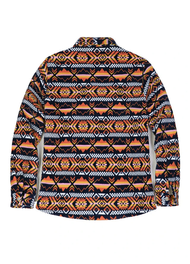 Women's Aztec Pattern Sherpa Lined Shirt Jacket