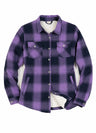 Womens Snap Plaid Flannel Jacket, Sherpa-Lined Shacket