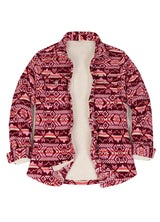 Women's Aztec Pattern Sherpa Lined Shirt Jacket