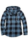 Women's Hooded Flannel Shirt Button Up Plaid Hoodie with Hand Pockets