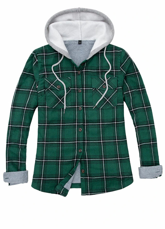 Women's Matching Family Green Fleece Lined Flannel Shirt