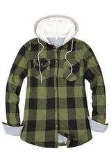 Women's Matching Family Green Fleece Lined Flannel Shirt