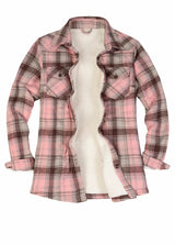 Women's Sherpa Lined Flannel Shirt Jacket,Button Down Flannel Shacket