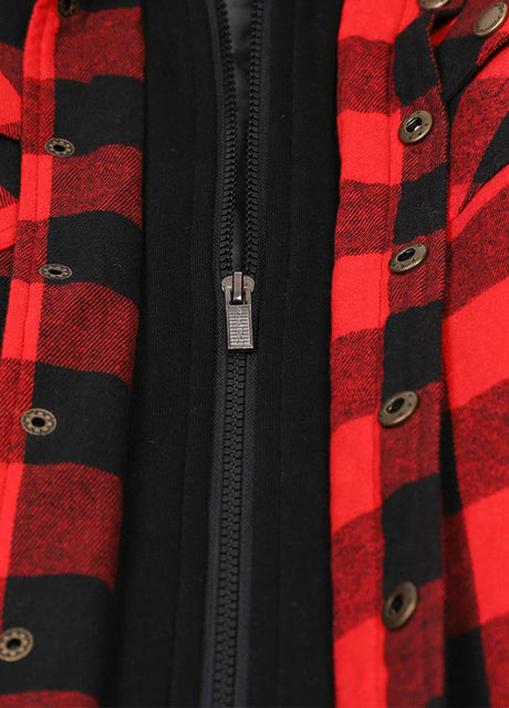 Detailed view of smooth zipper on kid's quilted lined flannel jacket