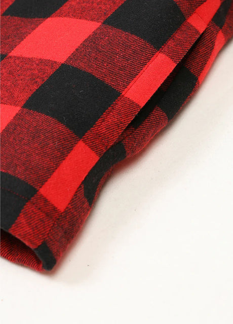 Detailed view of seam pockets on kid's quilted lined flannel jacket