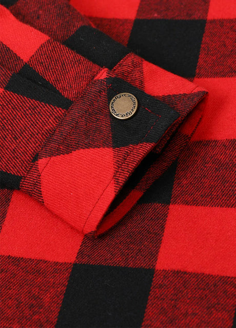 Detail of kid's quilted lined flannel jacket cuff with button