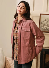 Women's Boyfriend Fit Flannel-Lined Long-Sleeve Corduroy Shirt Jacket