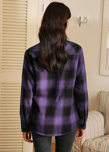 Women's Sherpa Lined Flannel Shirt Jacket,Button Down Flannel Shacket