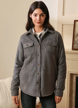 Women's Sherpa Lined Warm Shirt Jacket Button Up Winter Fleece Shirt