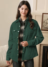 Women's Boyfriend Fit Flannel-Lined Long-Sleeve Corduroy Shirt Jacket