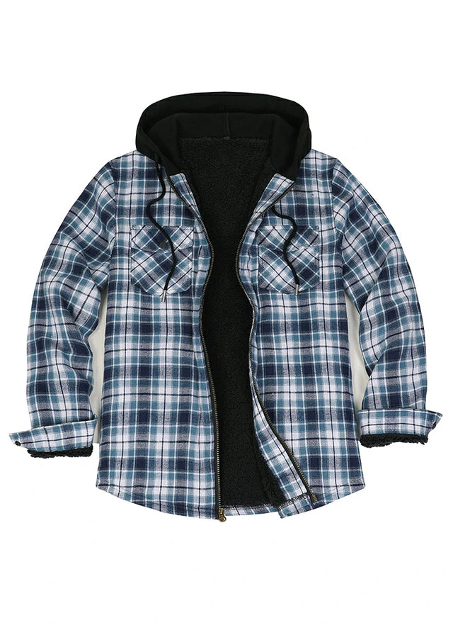 Hooded flannel sherpa jacket sale