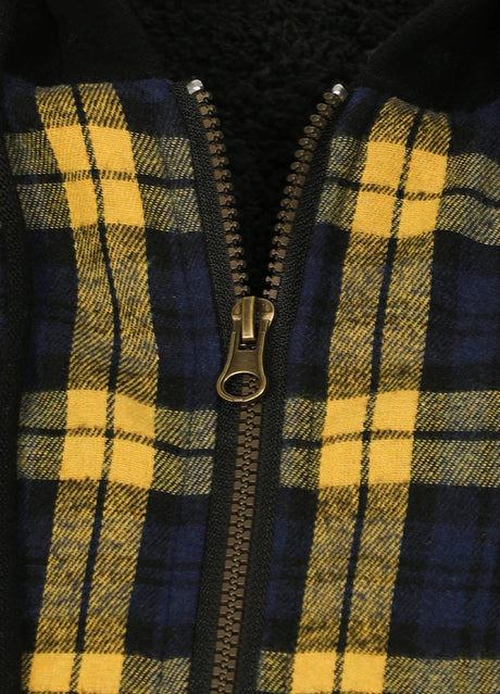 Close-up of the zipper of dynamic dusk men's insulated flannel shirt jacket with hood 