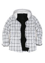  Front view of silver scape men's warm hooded flannel shacket 