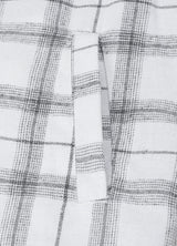 Close-up of the hand pocket of silver scape men's snap button flannel plaid hoodie