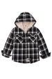 Front view of boys black flannel jacket