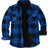 Front view of buffalo blue black men's plaid sherpa lined shirt jacket