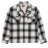 Front view of kids midnight snowfall flannel shacket