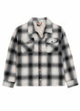 Front view of kids midnight snowfall flannel shacket