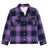 Front view of kids purple flannel shacket