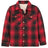 Front view of kids red flannel shacket