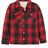 Front view of kids red flannel shacket