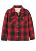 Front view of kids red flannel shacket