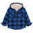 Front view of boys buffalo blue flannel jacket