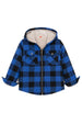 Front view of boys buffalo blue flannel jacket