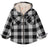 Front view of boys grey sherpa lined flannel jacket