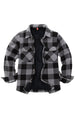 Front view of girls grey fleece flannel shirt jacket