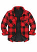 Front view of boys red buffalo plaid shirt jacket