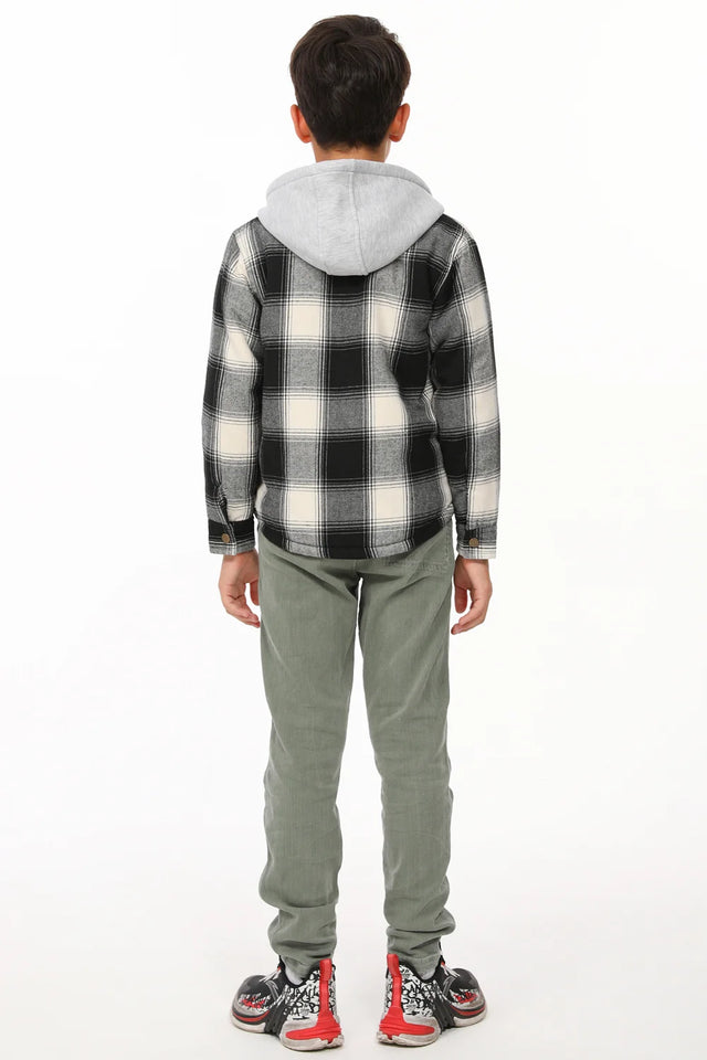 Toddler Boys and Girls Sherpa-Lined Full Zip Hooded Plaid Flannel Shirt