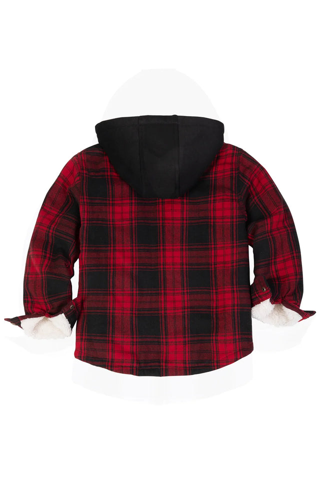 Toddler Boys and Girls Sherpa-Lined Full Zip Hooded Plaid Flannel Shirt