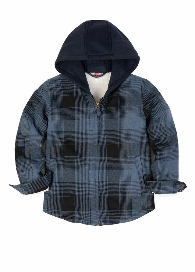 Toddler Boys and Girls Sherpa-Lined Full Zip Hooded Plaid Flannel Shirt