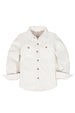 Front view of boys white flannel shirt jacket