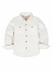 Front view of girls white fleece flannel shirt jacket