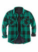 Front view of green men's sherpa lined shacket