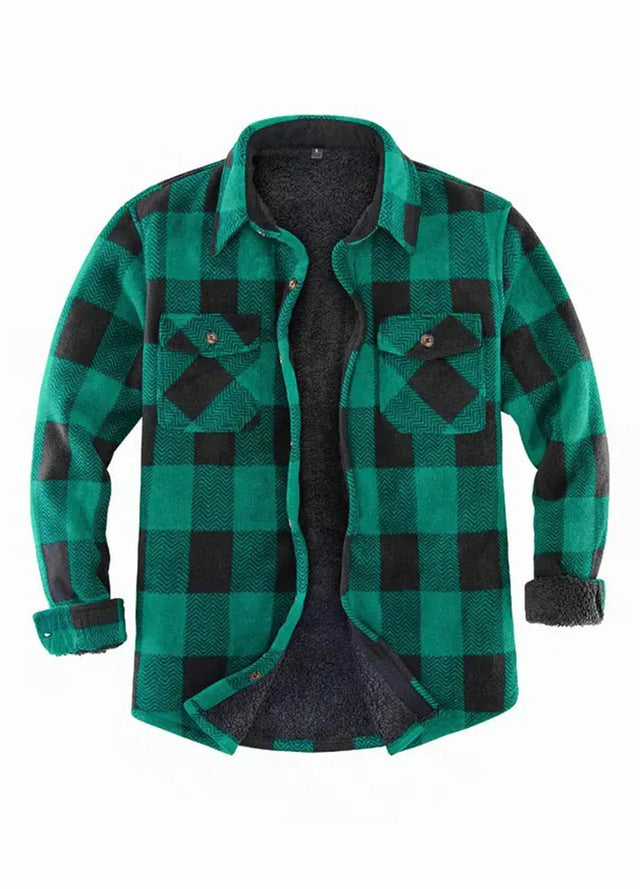 Men's Sherpa Lined Shacket,Button Down Plaid