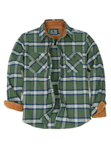 Front view of hunter green men's timberline midweight flannel shirt 