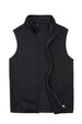 Front view of black men's sweater fleece vest 