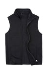 Front view of black men's sweater fleece vest 