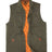 Front view of army green men's quilted lined washed outdoor vest