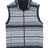 Front view of grey multicolor men's sweater fleece vest 