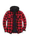 Men's Sherpa Lined Flannel Shirt Jacket with Hood,Plaid Shirt-Jac