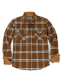 Front view of brown men's timberline midweight flannel shirt 