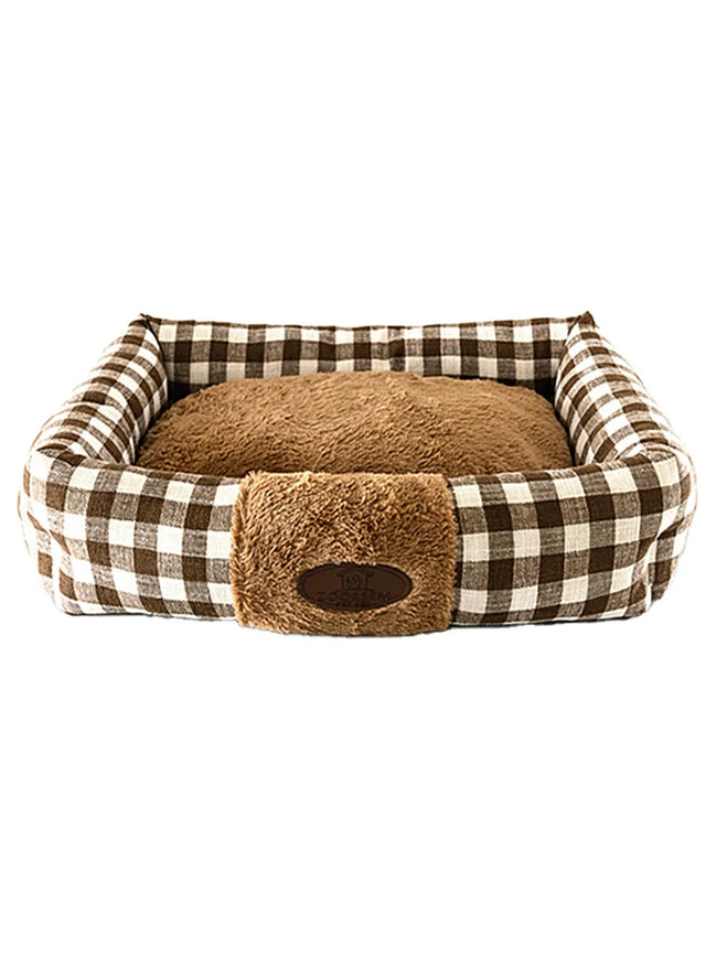 Dog's Plaid Beds For Small Medium Dogs,Removable Mat