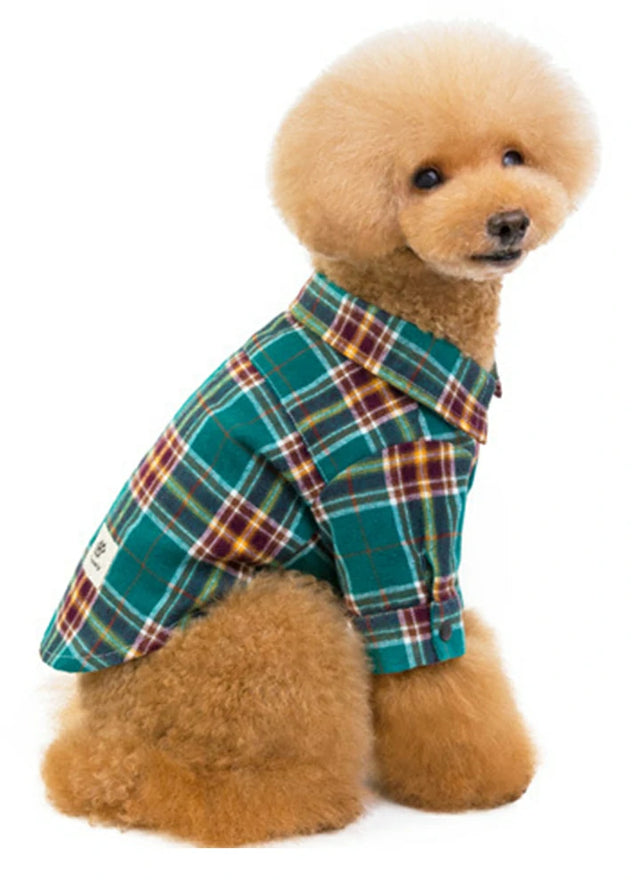 Dog's Flannel Casual Plaid Shirt