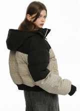 Women's Colorblock Hooded Puffer Jacket, Relaxed Fit